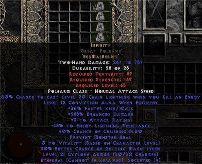 Infinity Great Poleaxe - Ethereal - 255-309% ED & -45-54% ELR - Europe HC Ladder