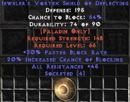 Jeweler's Vortex Shield of Deflecting - 45 Res All - West Non-Ladder