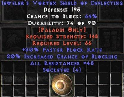 Jeweler's Vortex Shield of Deflecting - 45 Res All - West Non-Ladder