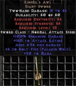 Kinemil's Awl - +100% ED, +150 AR - West Non-Ladder