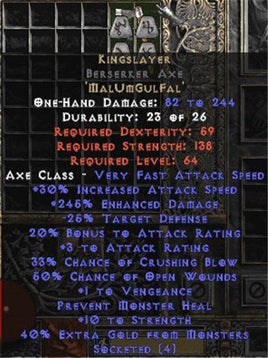 Kingslayer Berserker Axe - 230-264% ED - East Ladder