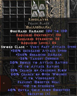Kingslayer Phase Blade - 230-264% ED - East HC Ladder