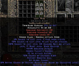 Last Wish Colossus Blade - 375-389% ED & 65-69% CB - West Non-Ladder