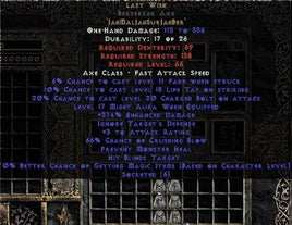 Last Wish Berserker Axe - 330-374% ED & 65-69% CB - West Non-Ladder