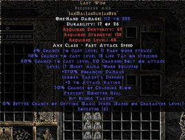 Last Wish Berserker Axe - 330-374% ED & 70% CB - West Non-Ladder