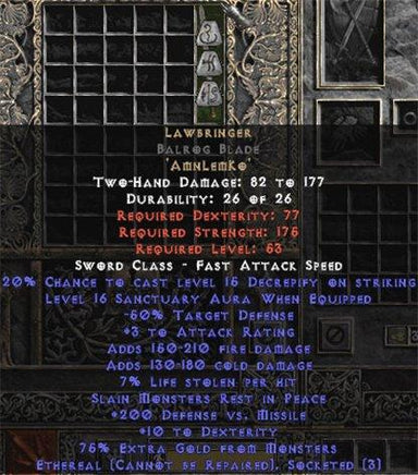 Lawbringer Balrog Blade - Ethereal - 16-17 Sanctuary - Europe HC Ladder