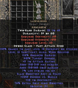 Lawbringer Great Sword - 16-17 Sanctuary & 200-249 DvM - East Ladder