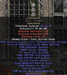 Lawbringer Great Sword - 18 Sanctuary & 250 DvM - Perfect - West Non-Ladder