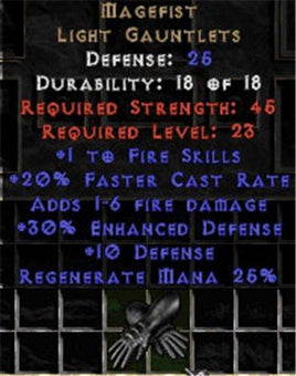 Magefist - 25 Def, +30% ED - Perfect - East Ladder
