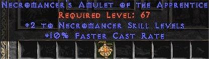 Necromancer Amulet - 2 All Necro Skills & 10% FCR - East Ladder