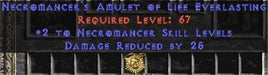 Necromancer Amulet - 2 All Necro Skills & 25 PDR - Europe HC Ladder