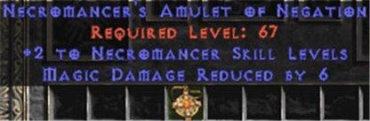 Necromancer Amulet - 2 All Necro Skills & 6 MDR - Europe HC Ladder