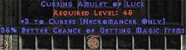 Necromancer Amulet - 3 Curses & 35% MF - West Non-Ladder