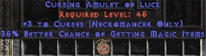 Necromancer Amulet - 3 Curses & 35% MF - West Ladder