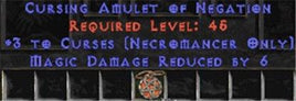 Necromancer Amulet - 3 Curses & 6 MDR - West Non-Ladder