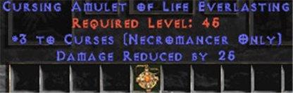 Necromancer Amulet - 3 Curses & 25 PDR - Europe Ladder