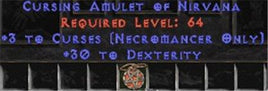 Necromancer Amulet - 3 Curses & 30 Dex - West Non-Ladder