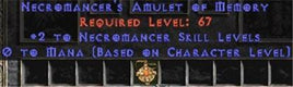 Necromancer Amulet - 2 All Necro Skills & 0.75 MPL - West Non-Ladder