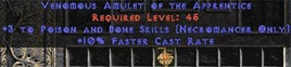 Necromancer Amulet - 3 P&B Spells & 10% FCR - East Ladder