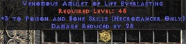 Necromancer Amulet - 3 P&B Spells & 25 PDR - West Non-Ladder
