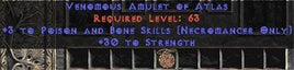 Necromancer Amulet - 3 P&B Spells & 30 Str - West Non-Ladder