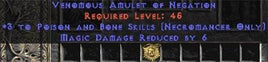 Necromancer Amulet - 3 P&B Spells & 6 MDR - West Non-Ladder