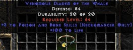 +3 Necromancer P&B/100 Life Diadem/Tiara/Circlet - West Non-Ladder