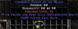 +3 Necromancer P&B/20% FCR Diadem/Tiara/Circlet - East Non-Ladder