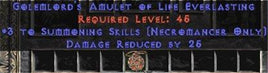 Necromancer Amulet - 3 Summoning Spells & 25 PDR - West Non-Ladder