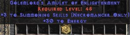 Necromancer Amulet - 3 Summoning Spells & 30 Energy - Europe Ladder