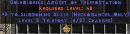 Necromancer Amulet - 3 Summoning Spells & Teleport - East Ladder