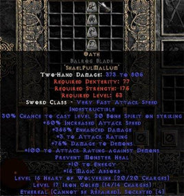 Oath Balrog Blade - Ethereal - 355% ED & 15 MA - Perfect - Europe Non-Ladder