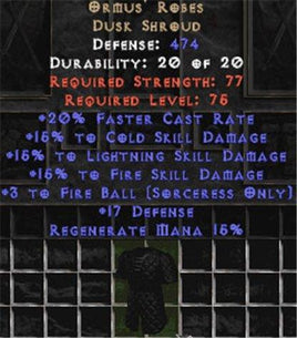 Ormus' Robes - 15% to Fire & +3 Fire Ball - West Non-Ladder