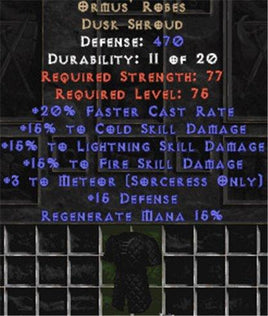 Ormus' Robes - 15% All & +3 Meteor - West Non-Ladder