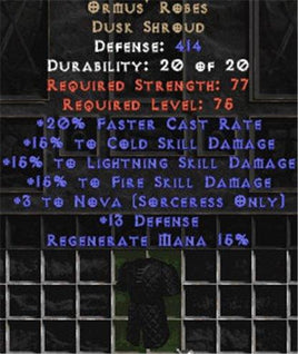 Ormus' Robes - 15% All & +3 Nova - West Non-Ladder