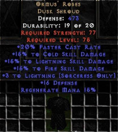 Ormus' Robes - 15% to Lightning & +3 Lightning - Europe Ladder