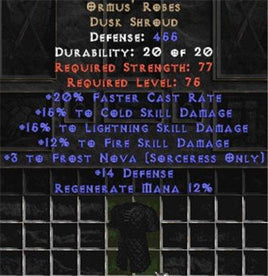 Ormus' Robes +15% to lightning and cold skills - West Non-Ladder
