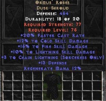 Ormus' Robes +15% to fire skill - East HC Ladder
