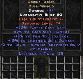 Ormus' Robes +15% to fire skill - Europe Non-Ladder