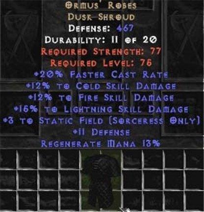 Ormus' Robes +15% to lightning skill - West Ladder