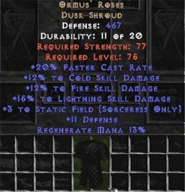 Ormus' Robes +15% to lightning skill - West Non-Ladder