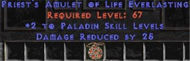 Paladin Amulet - 2 All Pal Skills & 25 PDR - West Non-Ladder