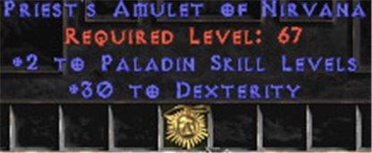 Paladin Amulet - 2 All Pal Skills & 30 Dex - Europe Ladder