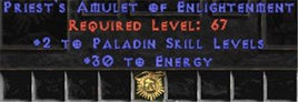 Paladin Amulet - 2 All Pal Skills & 30 Energy - West Non-Ladder