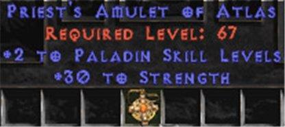 Paladin Amulet - 2 All Pal Skills & 30 Str - Europe Ladder