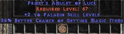 Paladin Amulet - 2 All Pal Skills & 35% MF - Europe Ladder