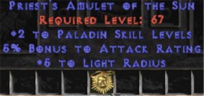 Paladin Amulet - 2 All Pal Skills & 5% AR - East Ladder