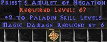 Paladin Amulet - 2 All Pal Skills & 6 MDR - West Ladder