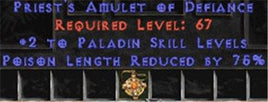Paladin Amulet - 2 All Pal Skills & 75% PLR - Europe Non-Ladder