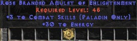 Paladin Amulet - 3 Combat Skills & 30 Energy - West Non-Ladder